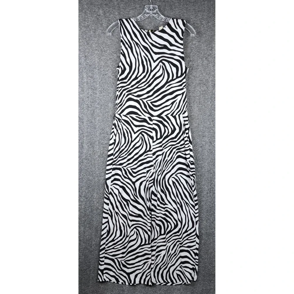 Michael Kors Jumpsuit Womens S Zebra Print Black White Sleeveless Wide Leg EUC